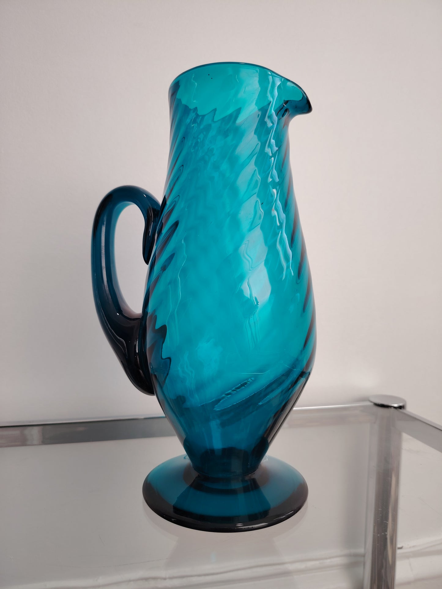 Stunning Turquoise Glass Jug