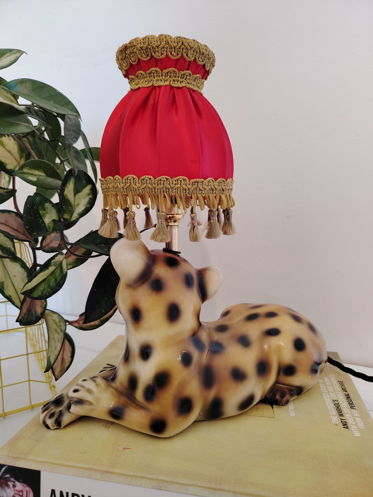 Upcycled Lying Leopard Cub Lamp