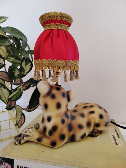 Upcycled Lying Leopard Cub Lamp