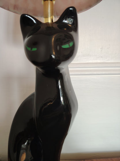 Vintage Upcycled Black Cat Lamp ❤️🐈‍⬛