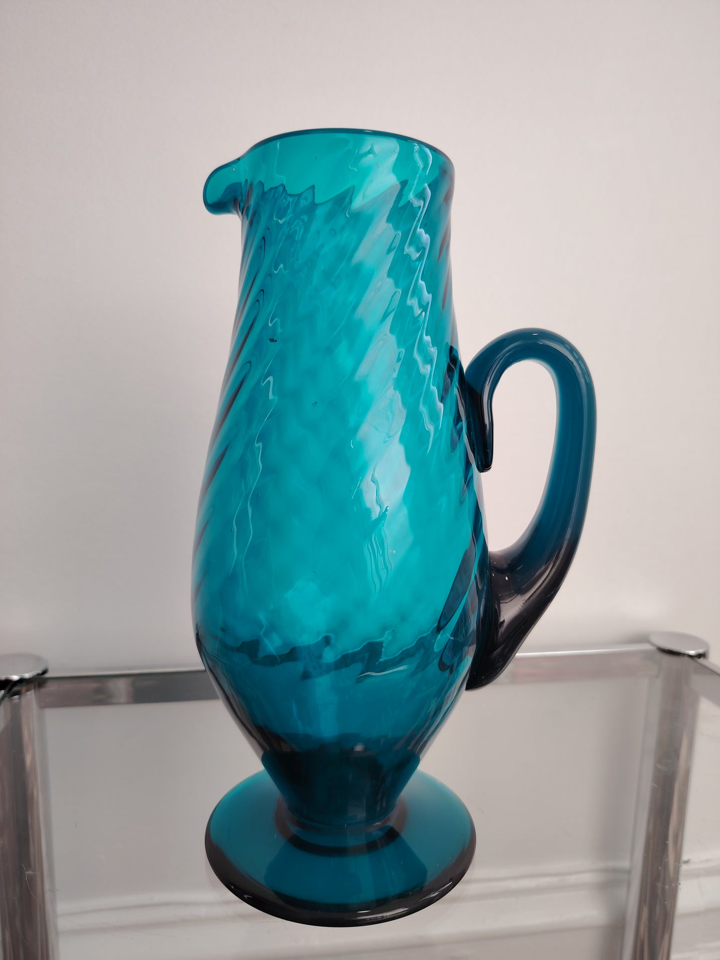Stunning Turquoise Glass Jug