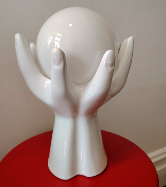 Vintage 80's Hands and Globe Lamp