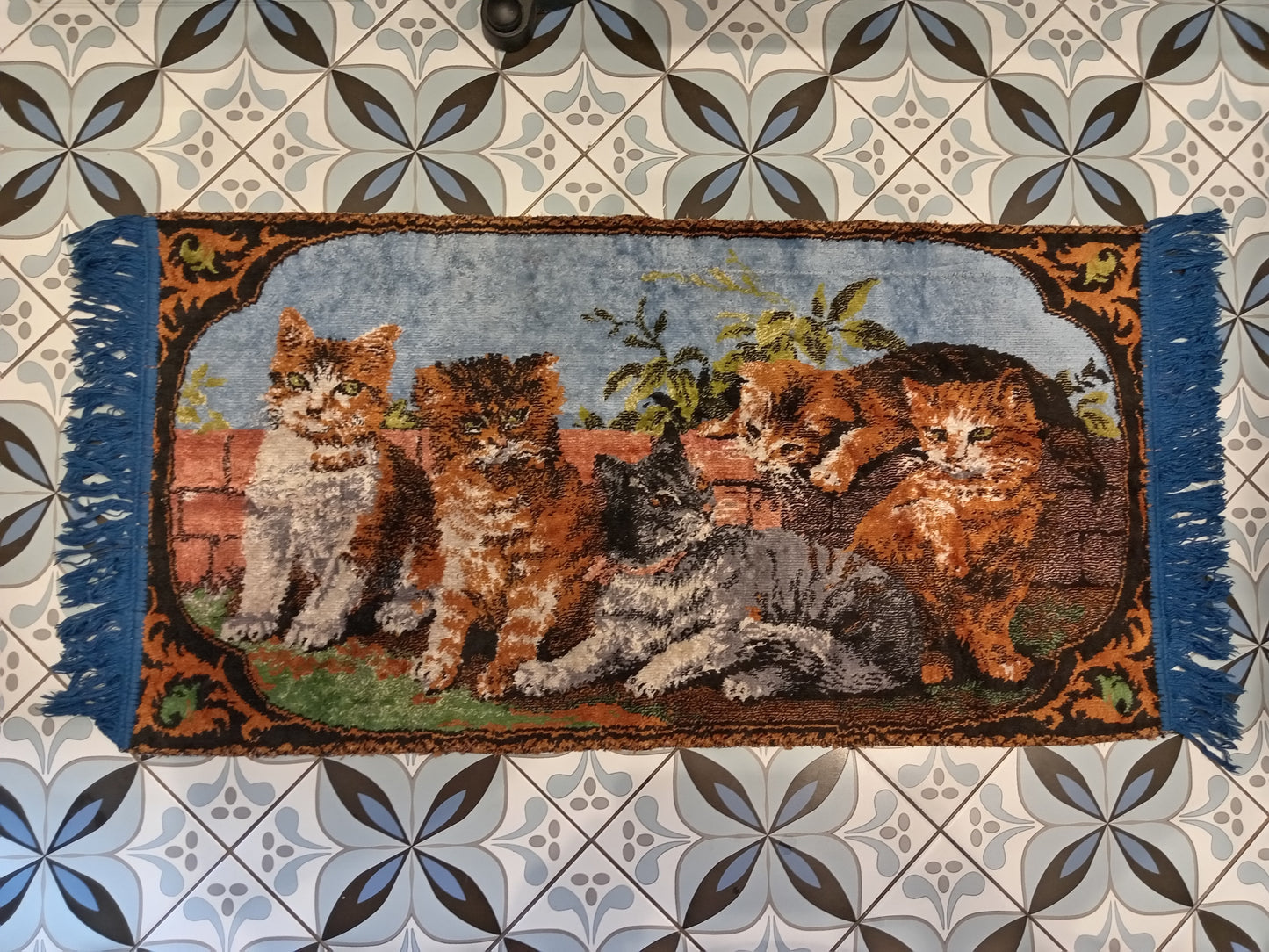 Vintage Cat Tapestry Small Rug/ Wall Hanging