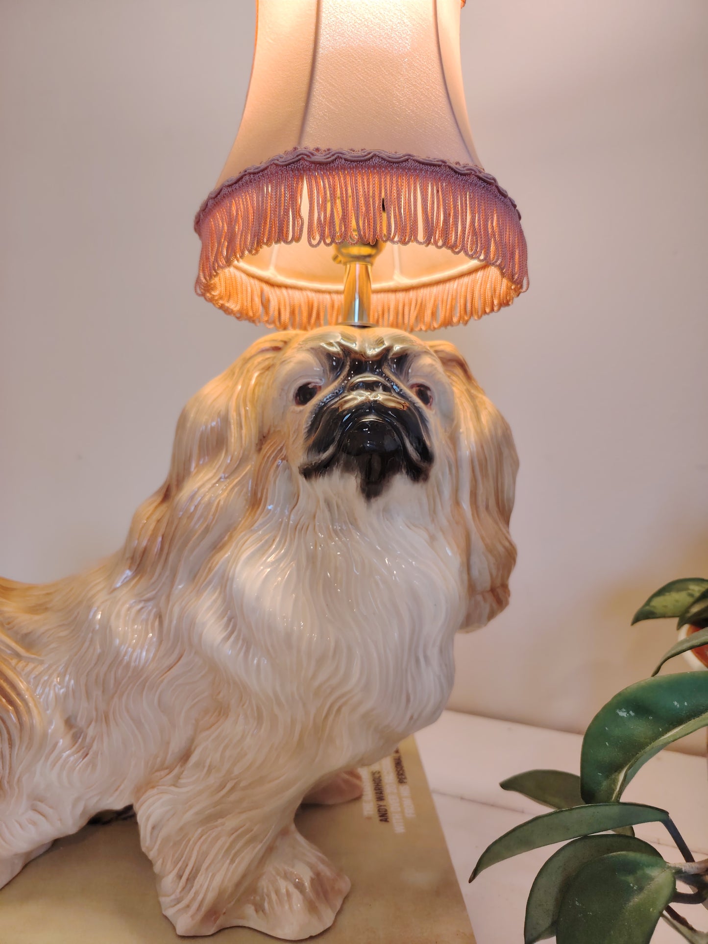 Reworked Vintage Large Pekignese Dog Lamp