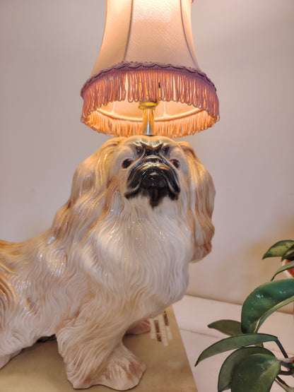 Reworked Vintage Large Pekignese Dog Lamp