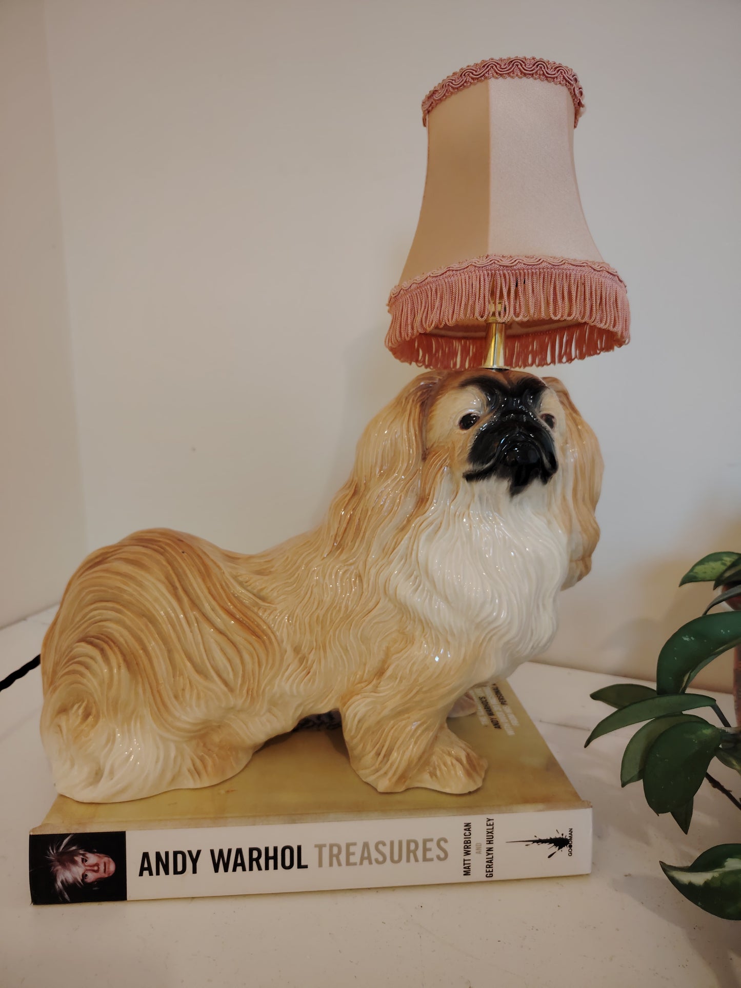 Reworked Vintage Large Pekignese Dog Lamp