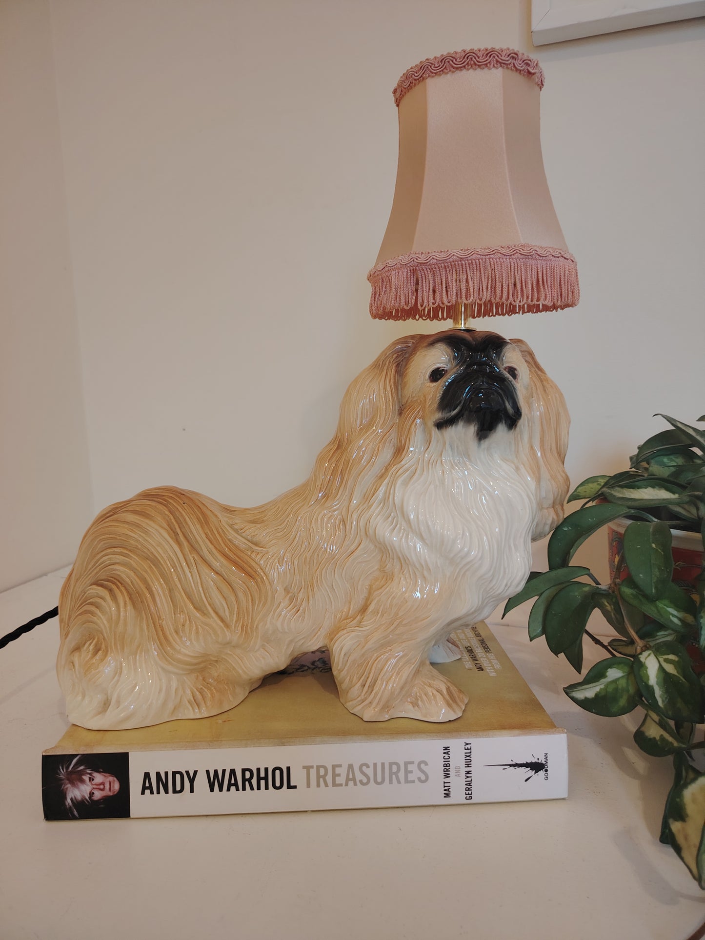 Reworked Vintage Large Pekignese Dog Lamp