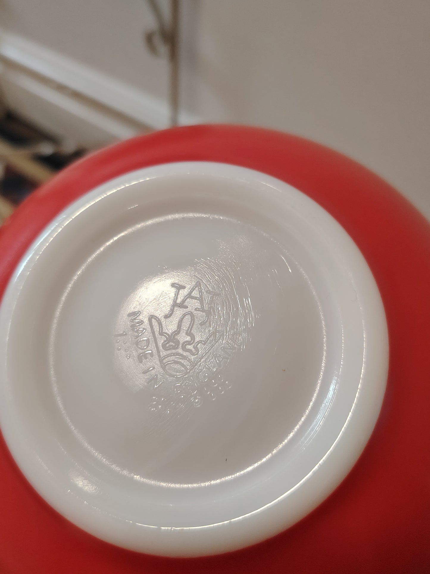 Pair of Pyrex Mixing Bowls in Blue and Coral