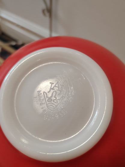 Pair of Pyrex Mixing Bowls in Blue and Coral