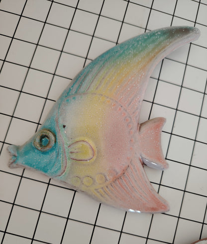 Trio of Vintage Pastel Fish Wall Hangings