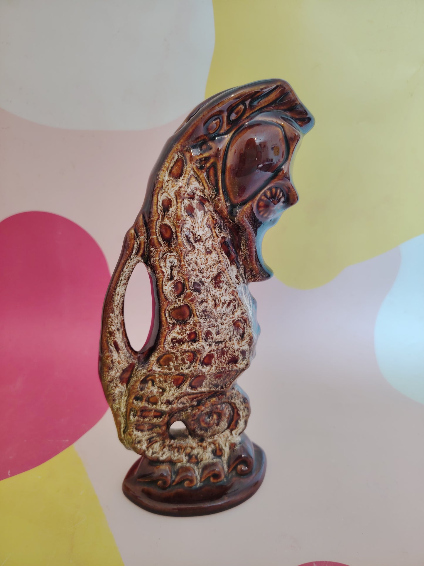 Vintage 70's Fosters Pottery Seahorse Glug Jug