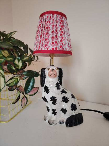 Vintage Upcycled Black and White Pot Dog Lamp