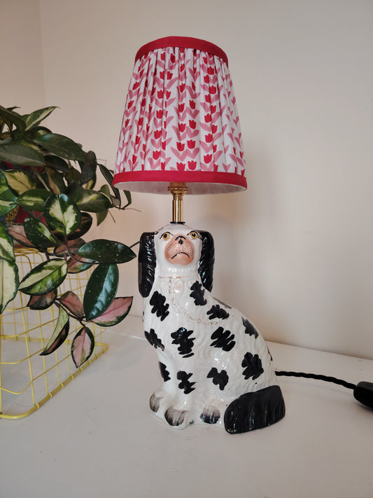 Vintage Upcycled Black and White Pot Dog Lamp