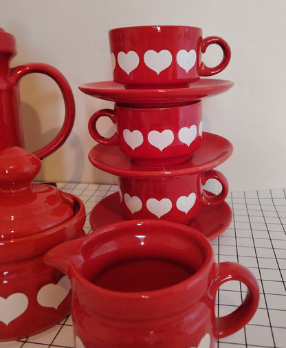 Vintage 70's Rare Waesterbach Heart Design Tea/ Coffee Set