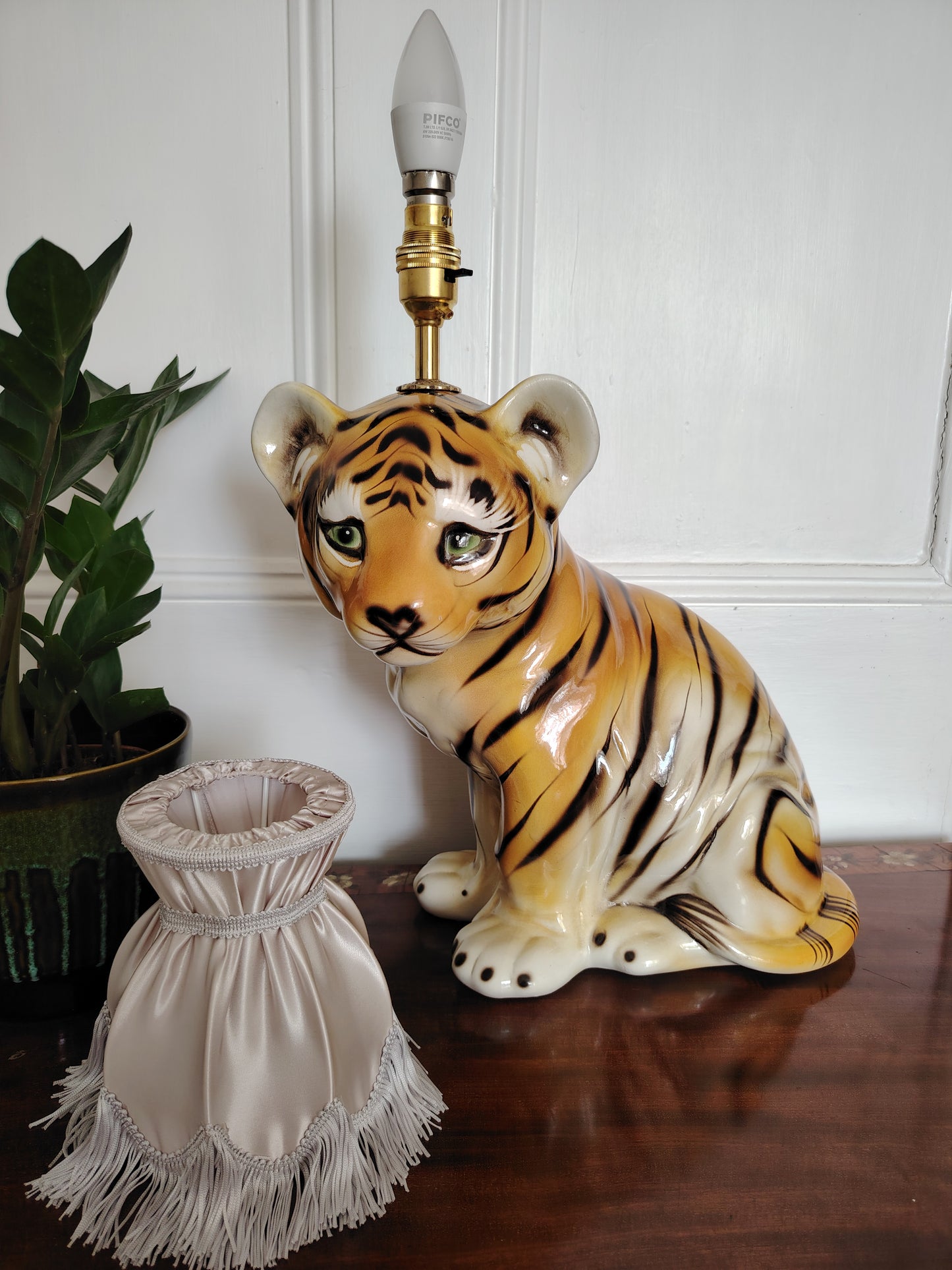 Large Reworked Mid Century Tiger Cub lamp