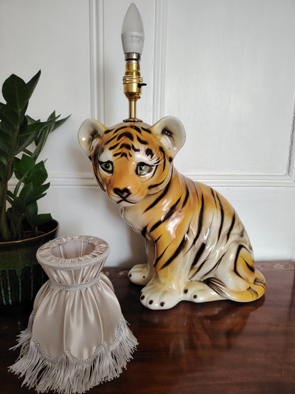 Large Reworked Mid Century Tiger Cub lamp