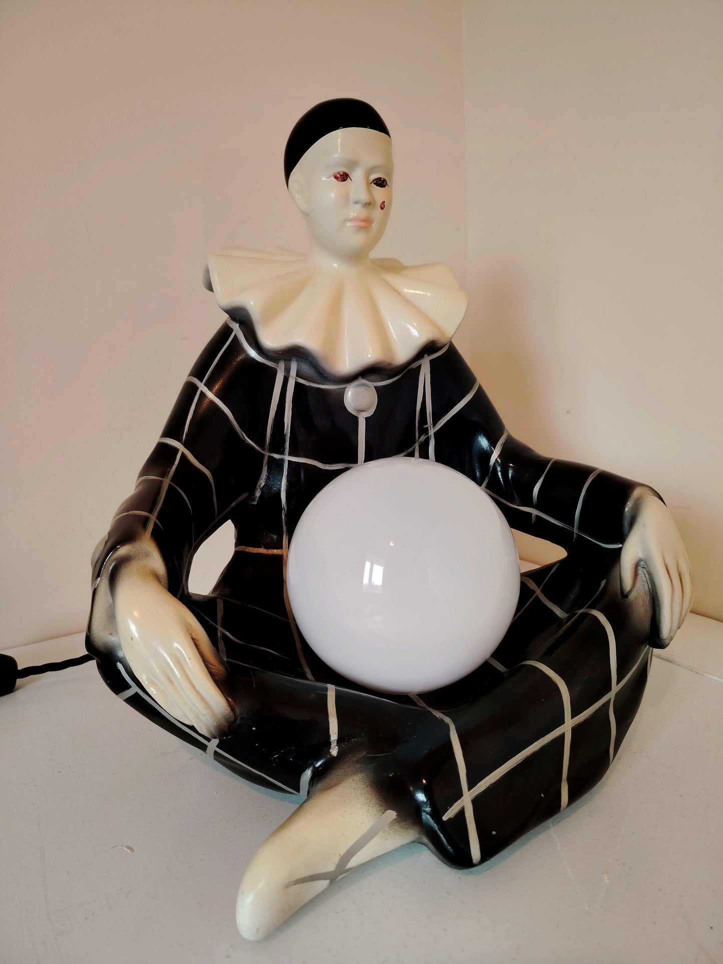 Large 1950's Pierrot Clown Lamp