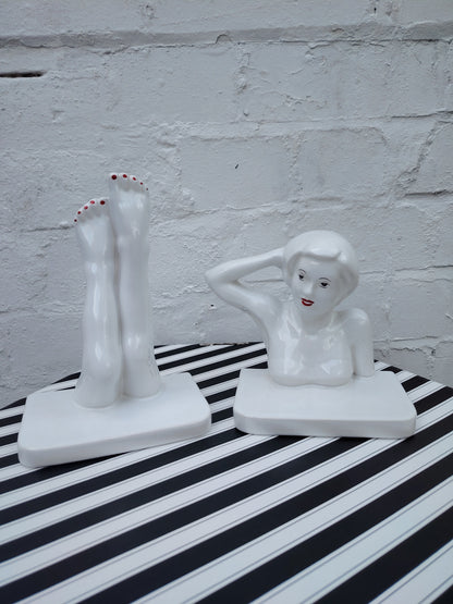 Vintage 80's Carlton Ware Lady Bookends