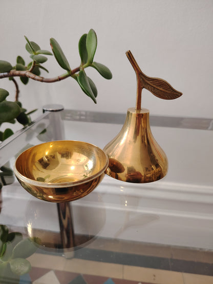 Vintage Brass Pear Trinket Pot