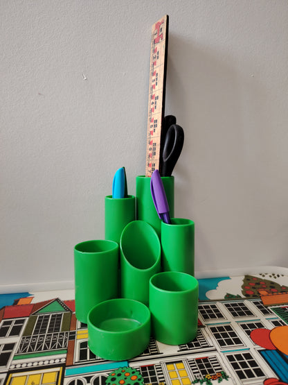Vintage 80's Green Plastic Helix Desk Tidy
