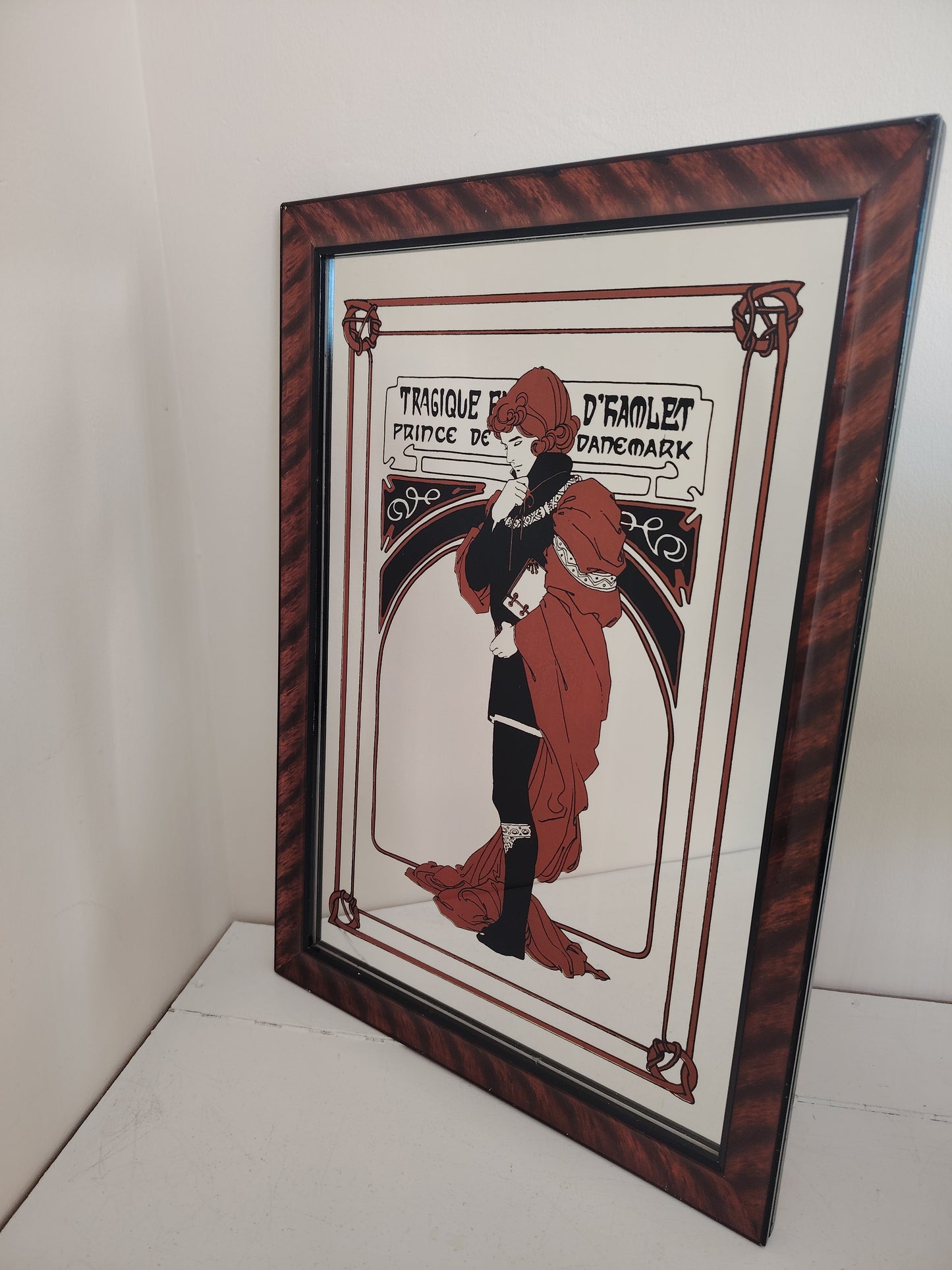 Vintage 70's Art Nouvea Style Hamlet Mucha Mirror