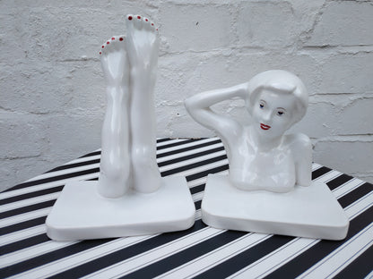 Vintage 80's Carlton Ware Lady Bookends