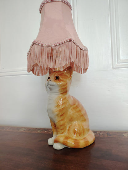 Vintage Reworked Small Ginger Cat Lamp