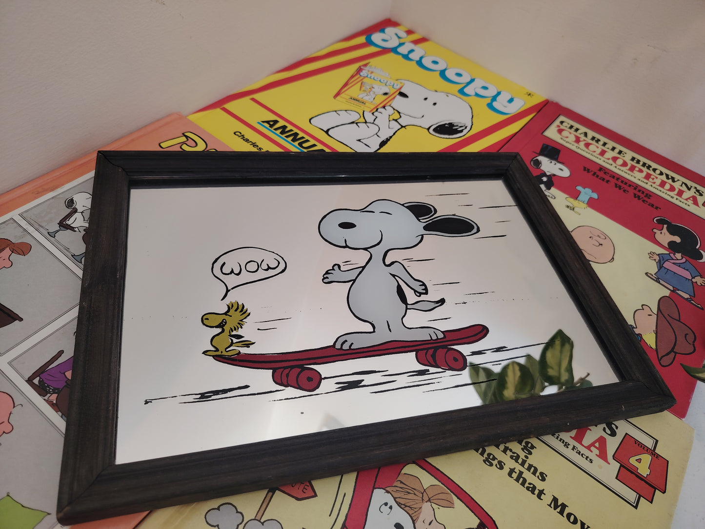 Vintage Snoopy and Woodstock Skate Board Mirror