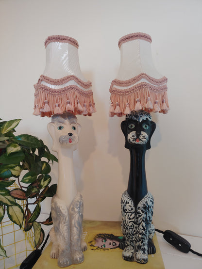 Tall Vintage 1950's Upcycled White Poodle Lamp