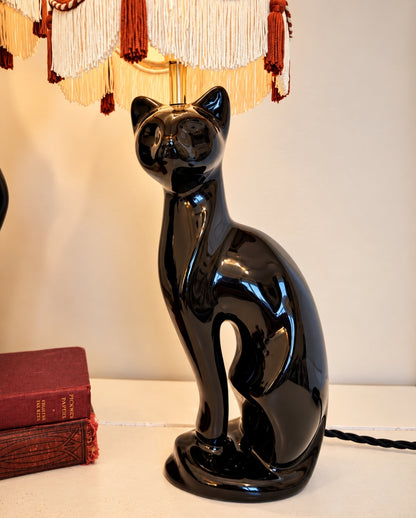 Pair of Vintage Reworked Black Cat Lamps 🐈‍⬛🐈‍⬛
