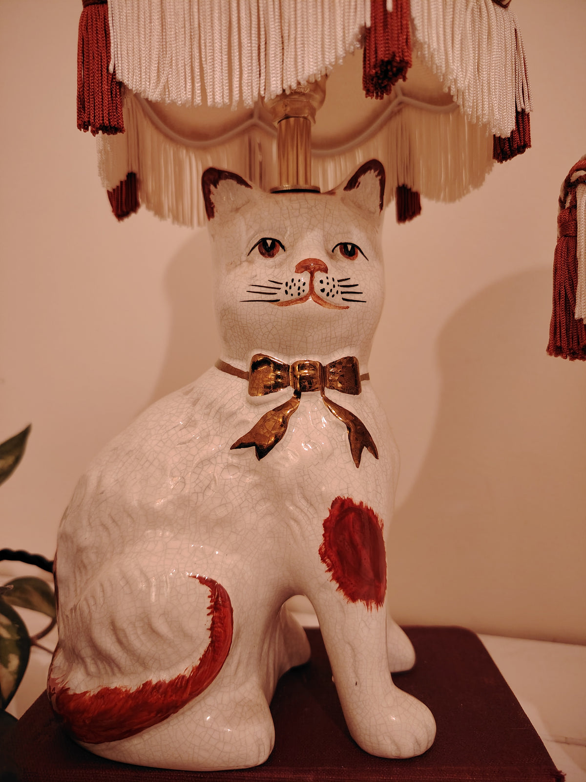 Vintage Pair of Reworked Staffordshire Style Cat Lamps 🎀✨