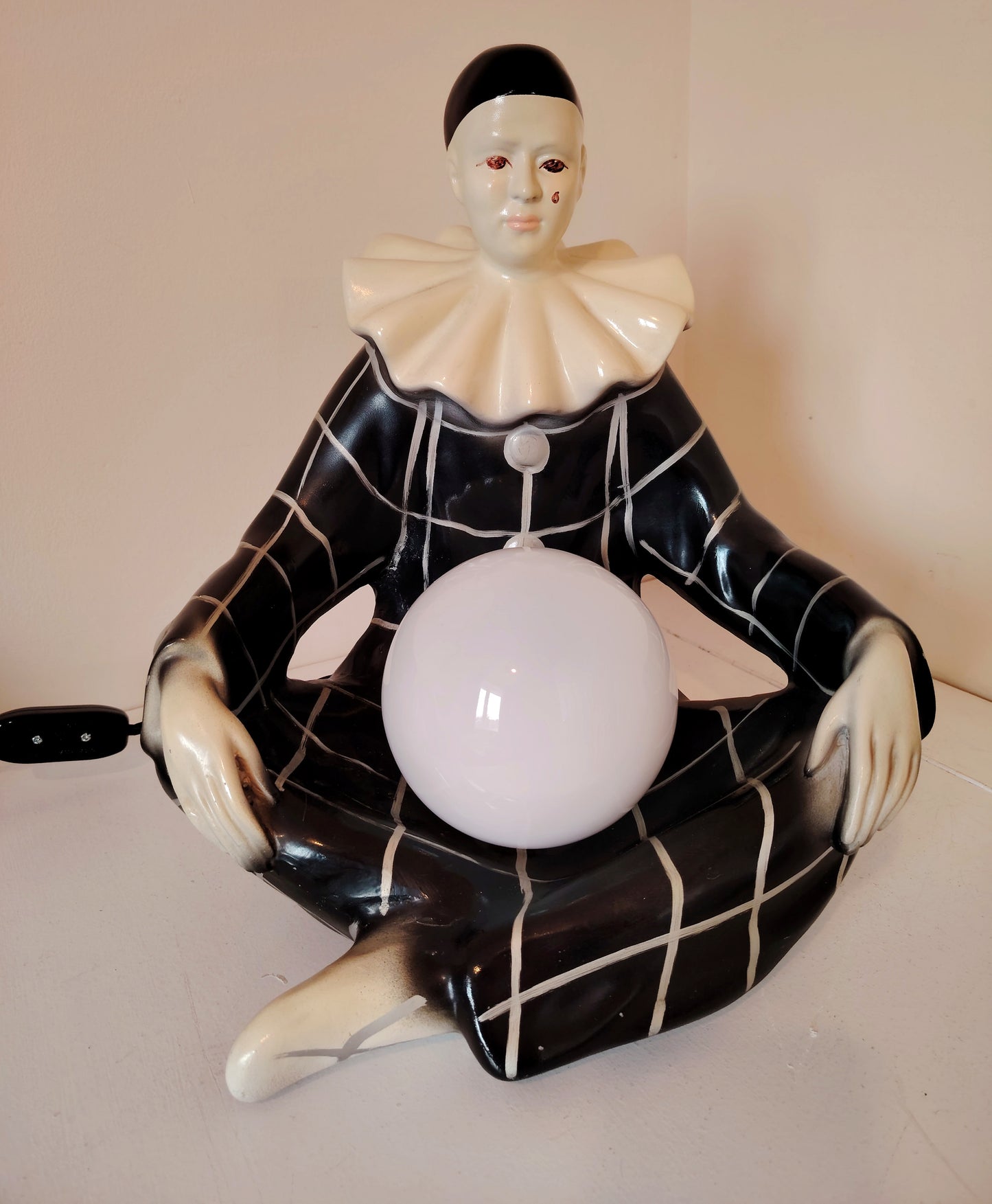 Large 1950's Pierrot Clown Lamp