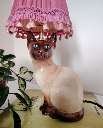 Vintage Reworked Siamese Cat Lamp