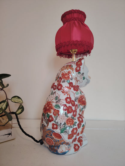 Reworked Antique Floral Imari Cat Lamp ❤️