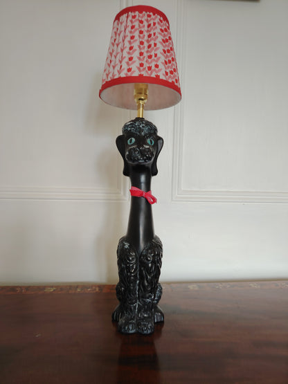 Upcycled 1950's Hand Painted Poodle Lamp