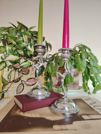 Art Deco Style Chrome Nude Lady Candle Holder (Listing for 1)