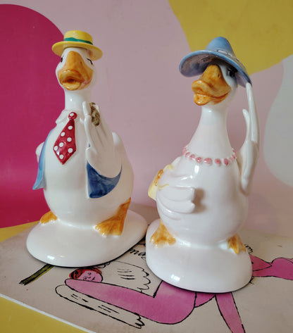 1980s Mr and Mrs Duck Fitz & Floyd Bookends