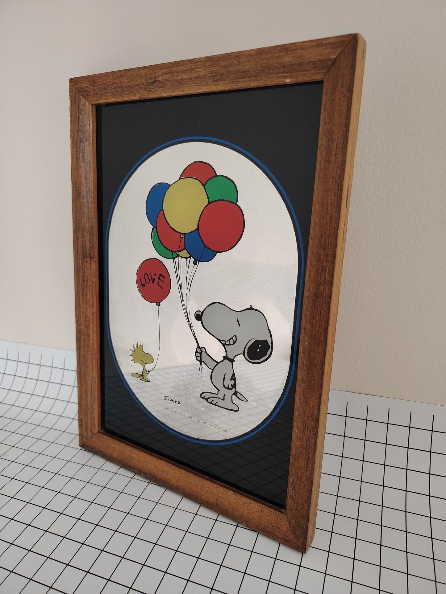 Vintage Snoopy and Woodstock Balloons Picture Mirror