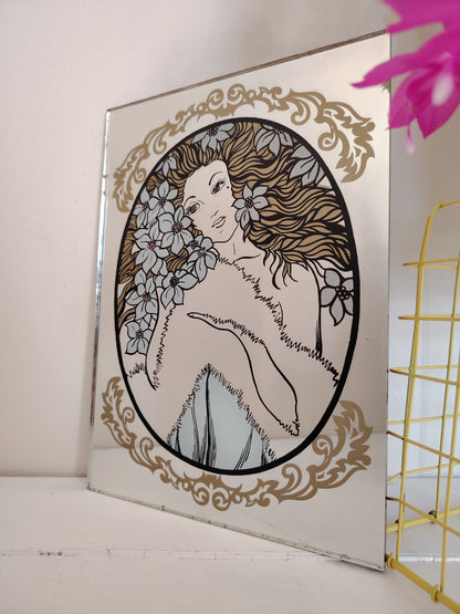 Vintage Nouvea Lady Picture Mirror