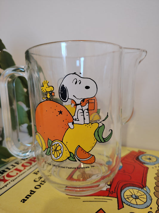 Vintage Snoopy Glass Jug
