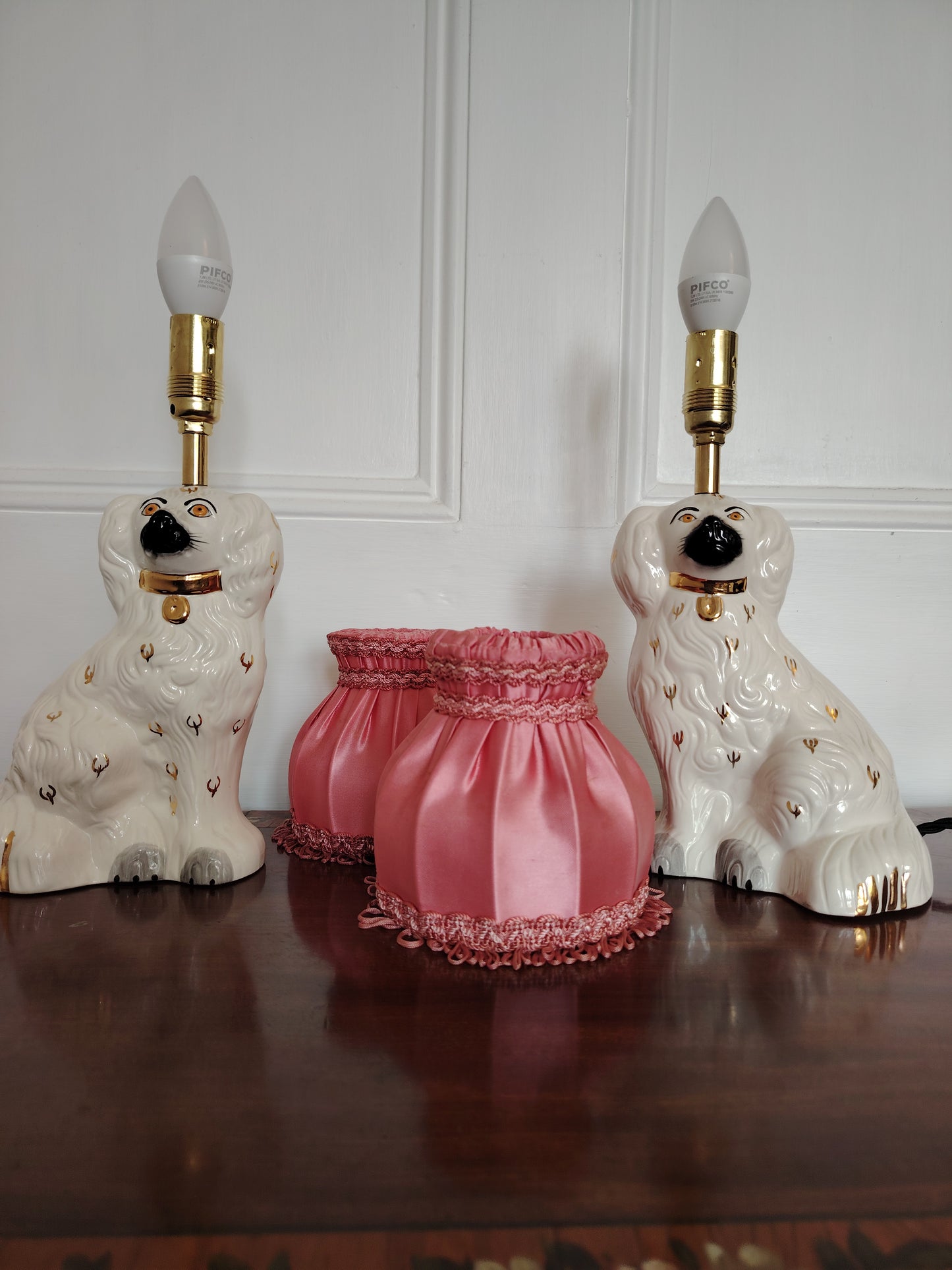 Pair of Vintage Reworked Beswick Pot Dog Lamps