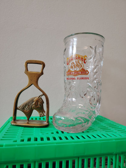 Vintage 80's Cheyenne Saloon Cowboy Boot Glass