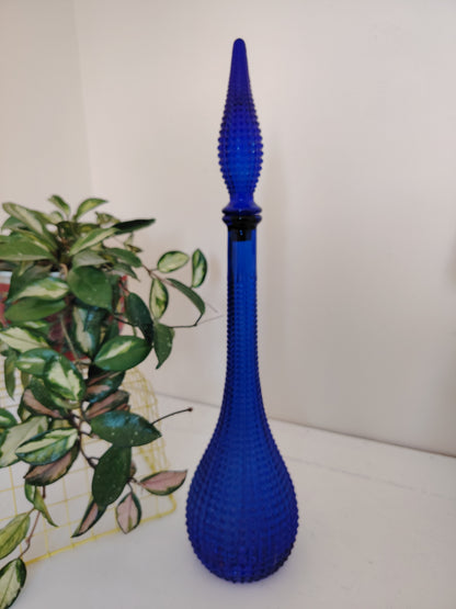 Vintage Cobalt Blue Diamond Cut Empoli Bottle