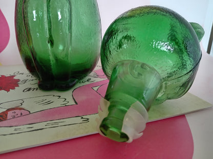 Mid Century Green Glass Cat Shaped Empoli Bottle Decanter