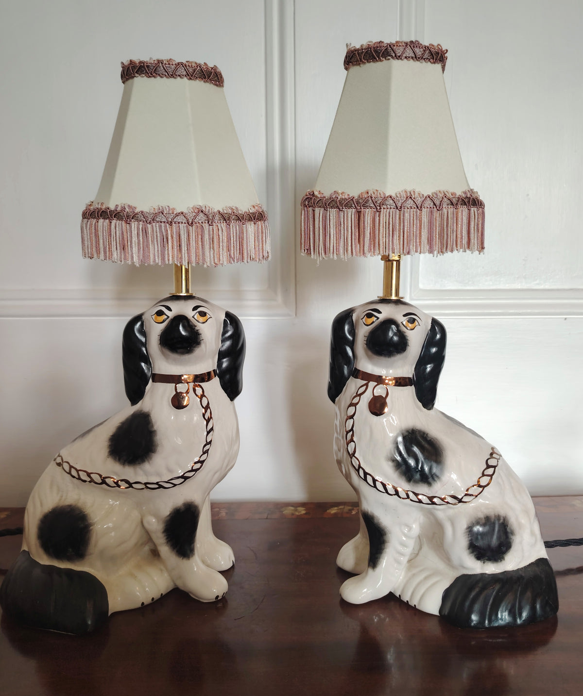 Pair of Vintage Reworked Pot Dog Lamps