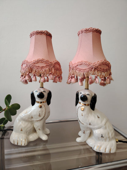 Pair of Antique Wally Dog upcycled lamps