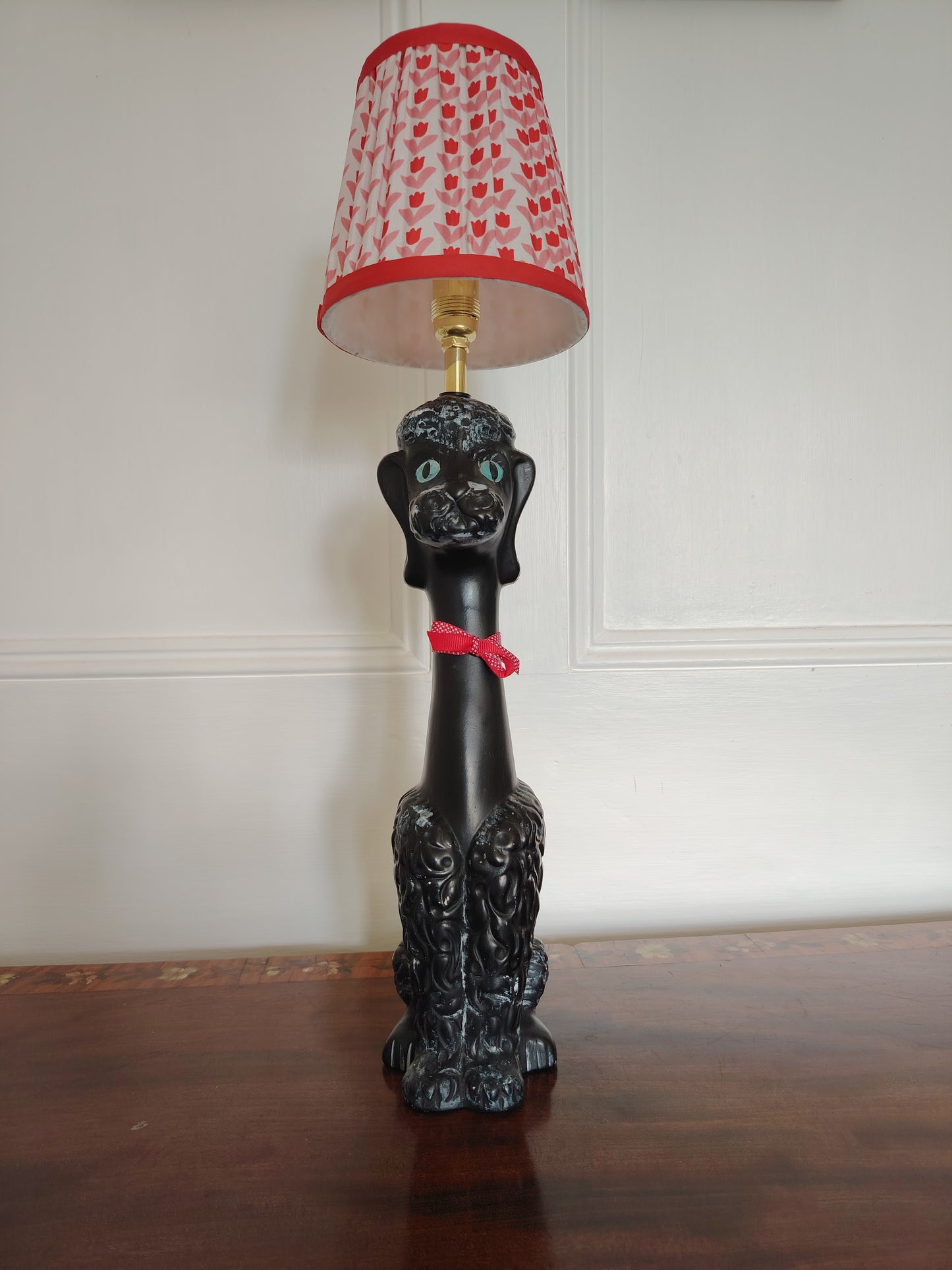 Upcycled 1950's Hand Painted Poodle Lamp