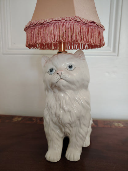 Vintage Reworked Small Fluffy Cat Lamp