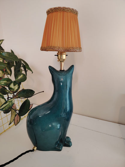 Stunning Blue Mid Upcycled Cat Lamp