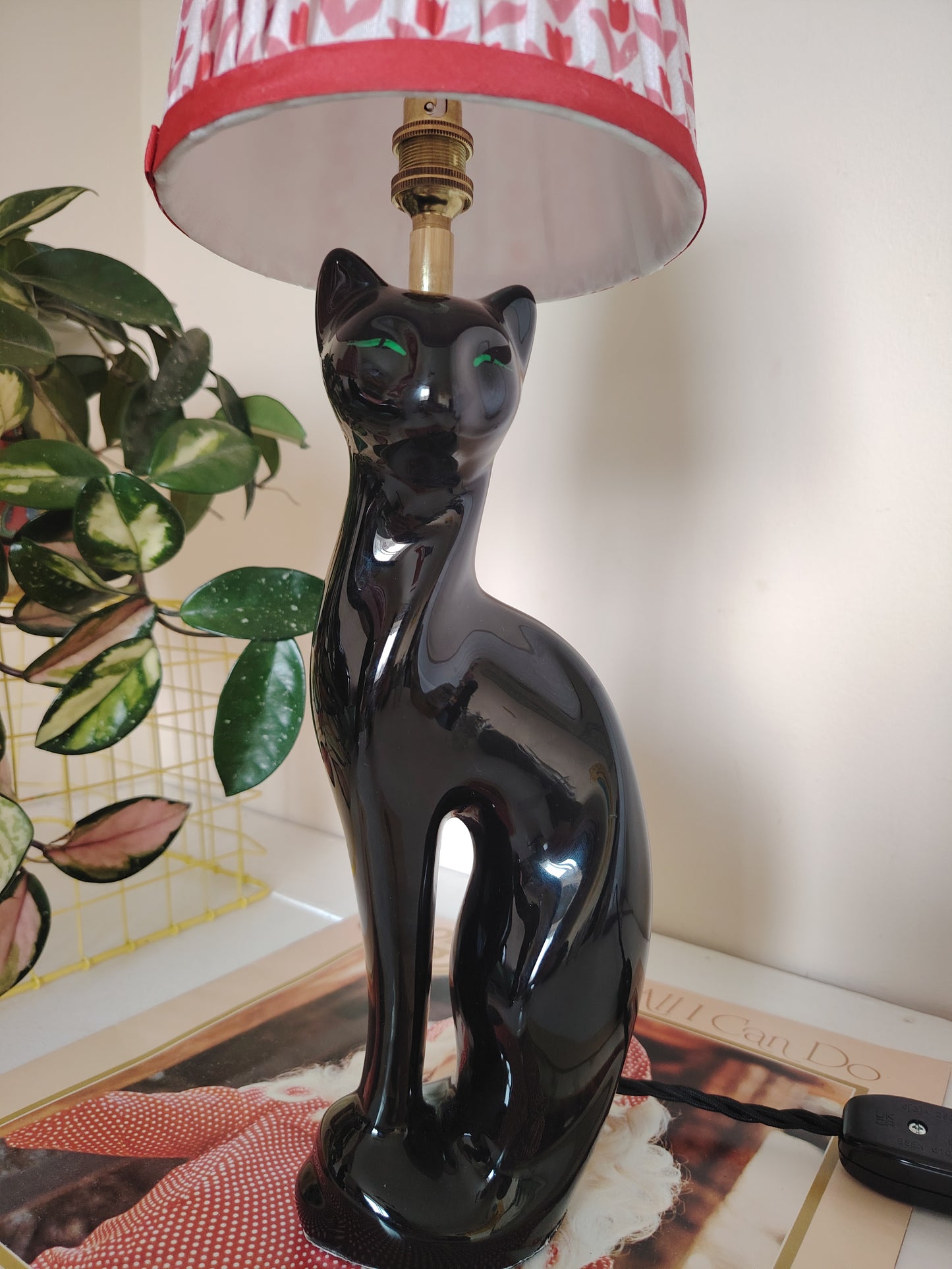 Vintage Upcycled Black Cat Lamp ❤️🐈‍⬛